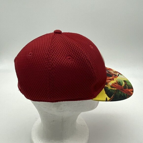 The Flash Baseball Cap Hat Adjustable Red DC Comics Print on Bill Lightning Bolt - Picture 6 of 11
